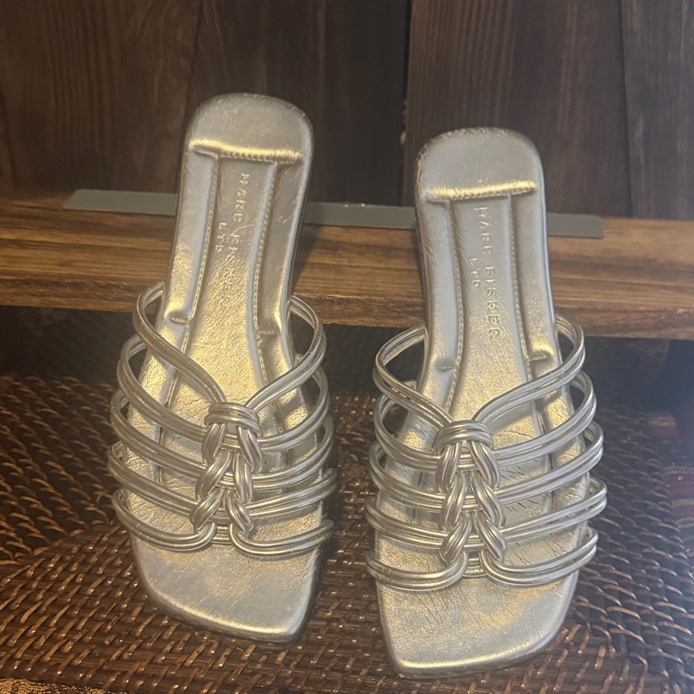 Marc Fisher Silver Strappy Sandals